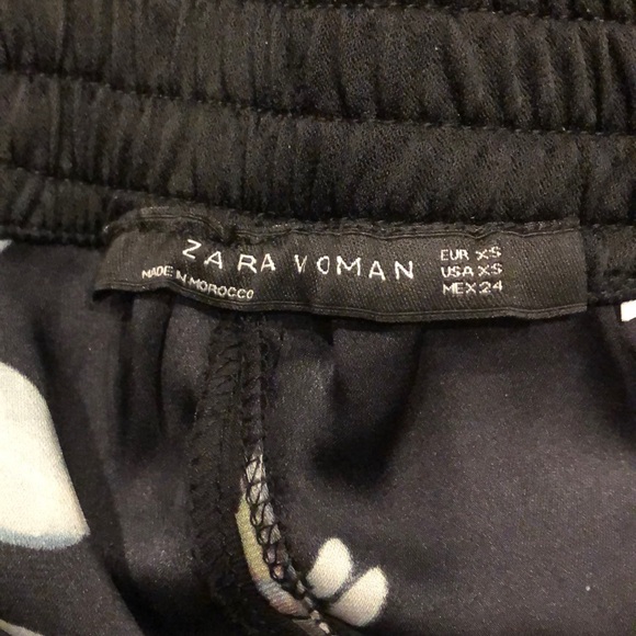 SILKY ZARA Easy pant Blk Floral Wht Trim Tux - Picture 4 of 5